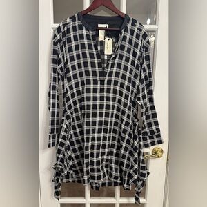 RAG & BONE Women’s Black & White Plaid Long Sleeve Tie Dress Size M NEW